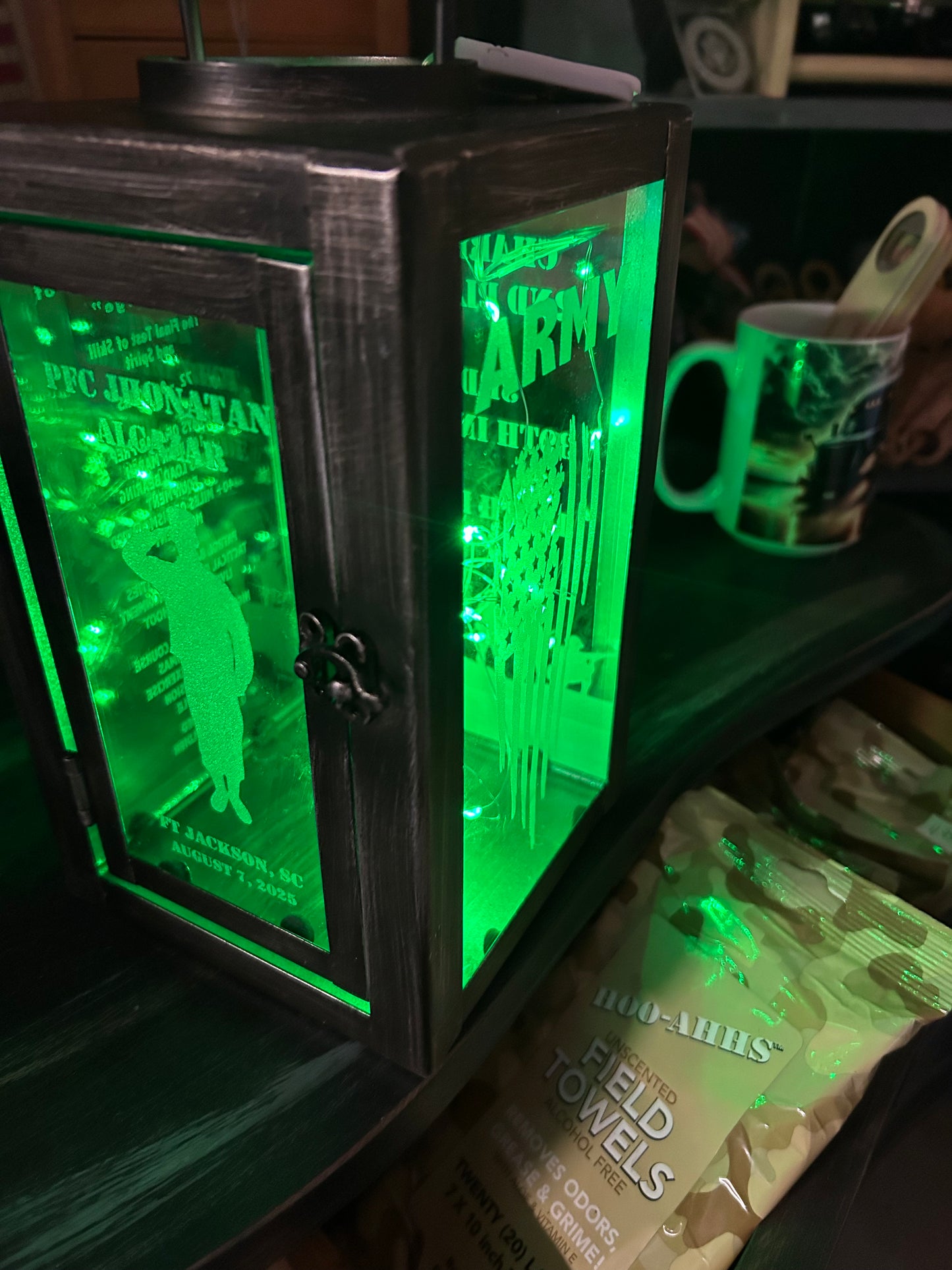 LED Etched Forge Lantern