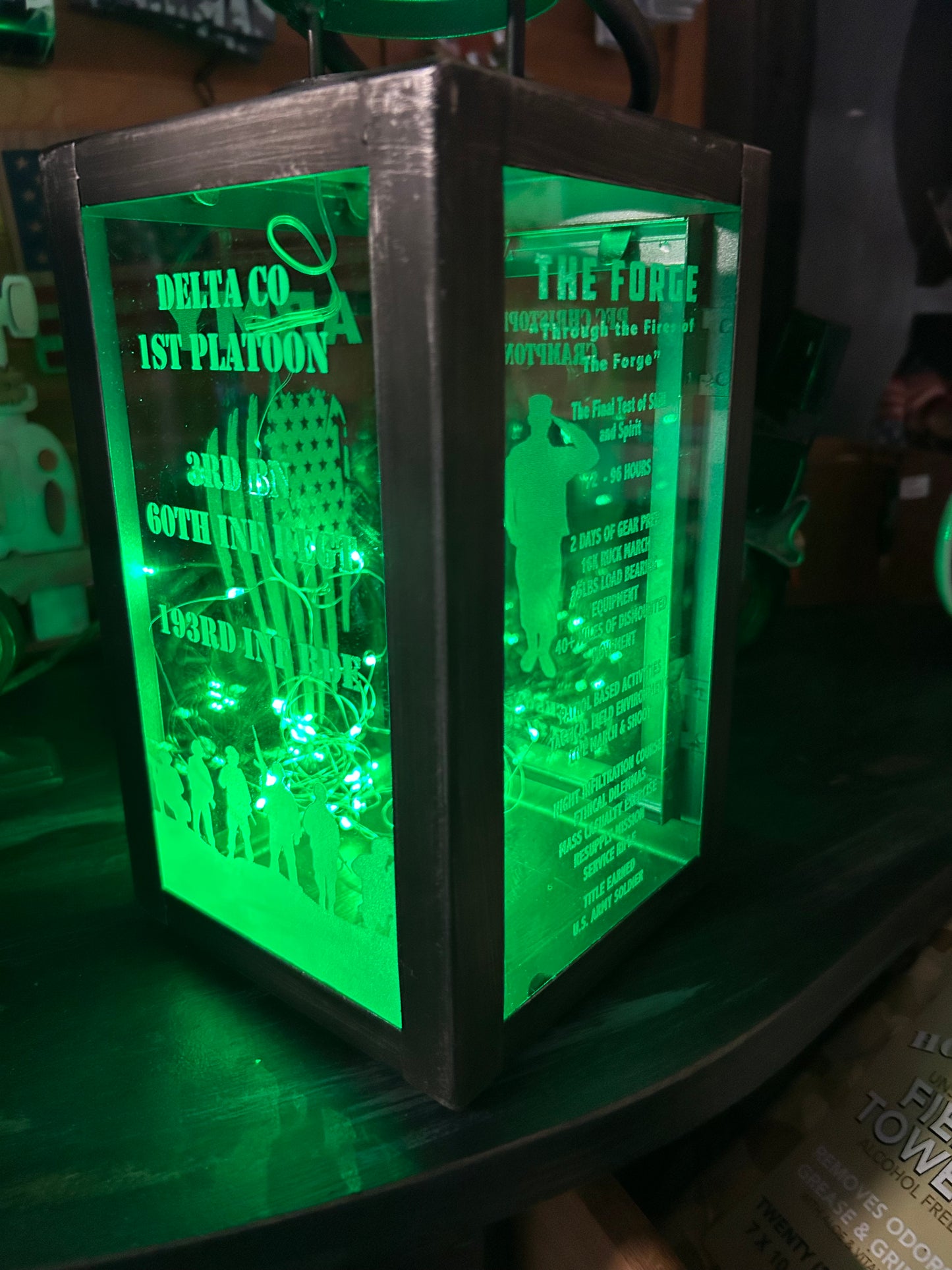 LED Etched Forge Lantern